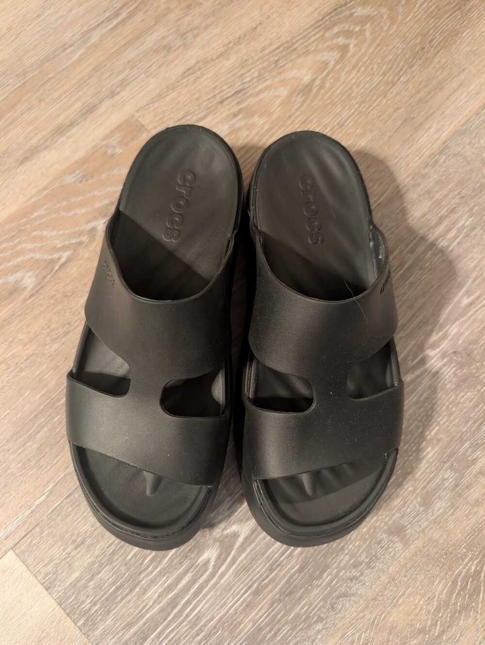 CROCS Women's Black Double-Strap Slide Sandals
